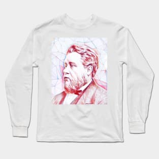 Charles Spurgeon Portrait | Charles Spurgeon Artwork | Line Art Long Sleeve T-Shirt